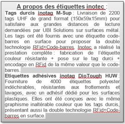 À propos des étiquetes inotec