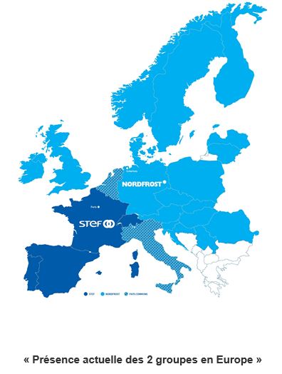 Présence actuelle de STEF et Nordfrost en Europe