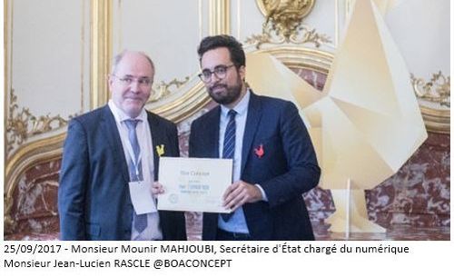 25/09/2017 - Monsieur Mounir MAHJOUBI, Secrétaire d'État chargé du numérique et Monsieur Jean-Lucien RASCLE @BOACONCEPT