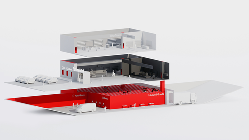 L’AutoStore® est constitué d’une structure tridimensionnelle en aluminium avec des bacs autoportants transportés vers les stations de prélèvement par des robots indépendants, générant un traitement rapide et précis des commandes