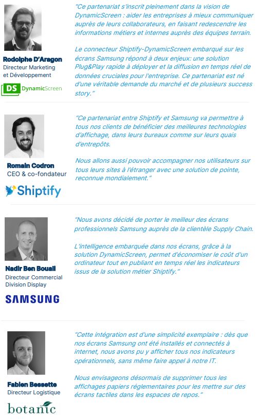 Samsung Electronics France s'associe avec  DynamicScreen et Shiptify pour offrir des solutions  d'affichage adaptées aux besoins des acteurs de la  Supply Chain