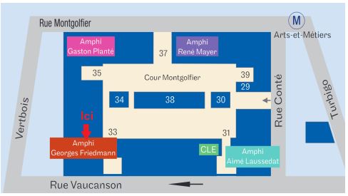 Plan du Cnam, attention, l’évènement aura lieu au 2 rue Conté et non au 292 rue Saint-Martin