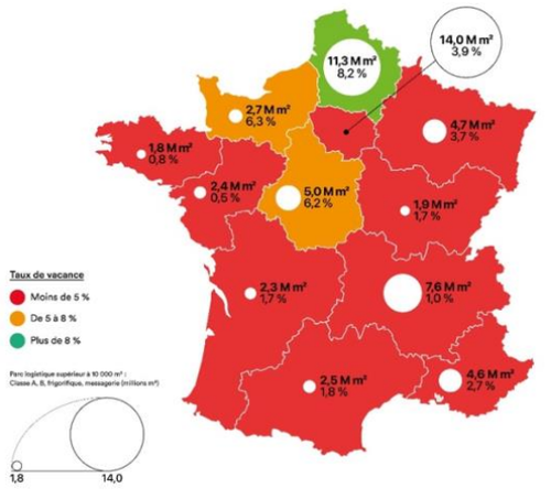 Taux de vacance par région