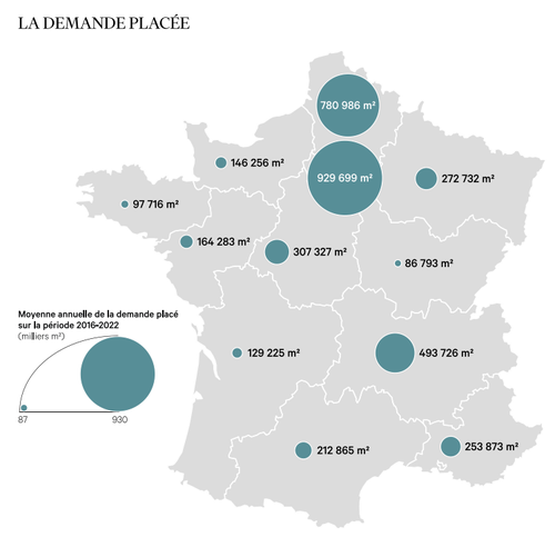 La demande placée par région