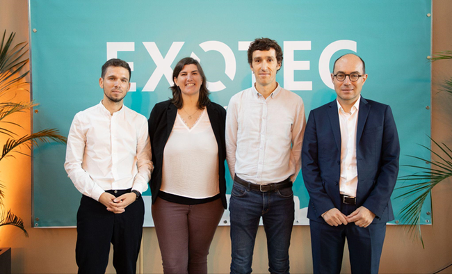 De gauche  droite Julien Marbouty, Directeur dH7, Stphanie Foucart, Directrice R&D Software Exotec, Renaud Heitz, Co-fondateur dExotec et Bertrand Foucher, Directeur gnral de lAderly.