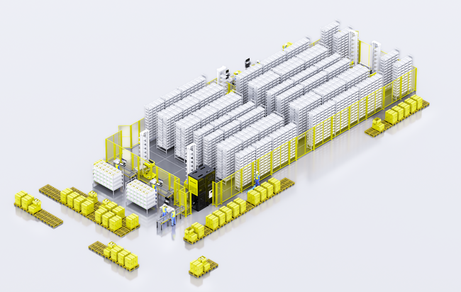 Lesage Prestige Illustration – Lesage Prestige fait confiance à la combinaisn ergonomique et innovante  SSI Moble Robots et les rayonnages PR600 <br>
                            © HAIROBOTICS