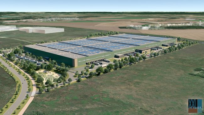 Situé sur la ZAC du Parc logistique de l’Aube, sur les communes de Moussey et Buchères (10), ce nouvel ensemble logistique, construit en blanc, totalisera une surface de 91 000 m2<br>
  Crédit photo : ®XXL Atelier