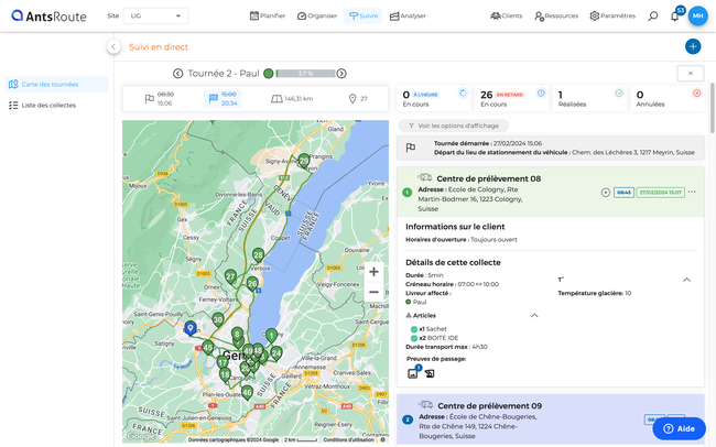 AntsRoute est un logiciel SaaS de planification et d’optimisation de tournées dédié aux métiers de la logistique dernier kilomètre, de l'intervention sur site, et du soin à domicile