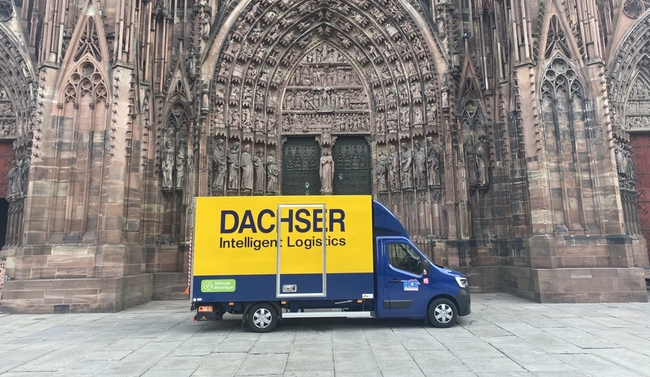 Le prestataire de services de transport et de logistique livrera des marchandises dans la ville de Strasbourg sans émettre aucune émission.<br>
          Crédit photo : DACHSER