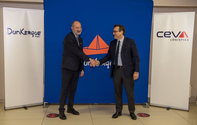 Maurice GEORGES, Président du Directoire de Dunkerque-Port et Mathieu FRIEDBERG, PDG de CEVA Logistics.