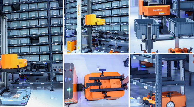 Le M5F est une nouvelle génération de robots de déplacement de bacs, robuste et optimisé.<br>
          Crédit photo : Quicktron.