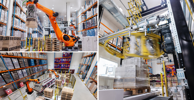 Basée à Miramas, la ligne robotisée prépare des colis multi-clients en surgelé pour la restauration commerciale chaînée.<br>
                            Crédit photo : David LY