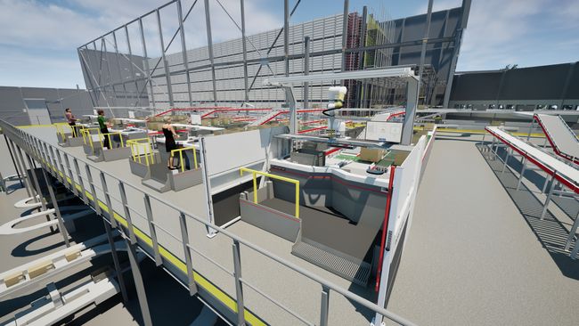 Les commandes sont préparées sur six postes de picking haute performance, dont l’un est équipé d’un robot RovoFlex.<br>
  Crdit photo : TGW Logistics