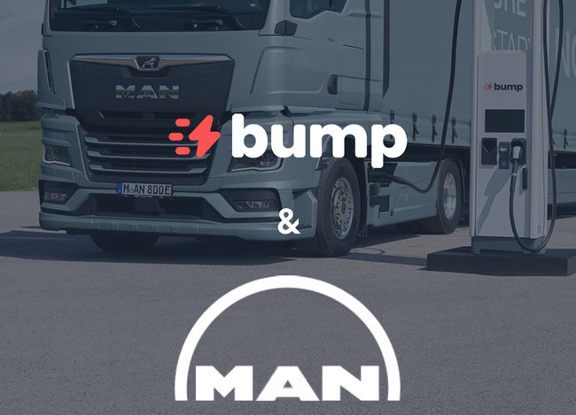 Bump, spécialiste français de la recharge électrique pour véhicules lourds, vient d’être référencée par MAN Truck & Bus France.<br>
Crédit photo : MAN / Bump.