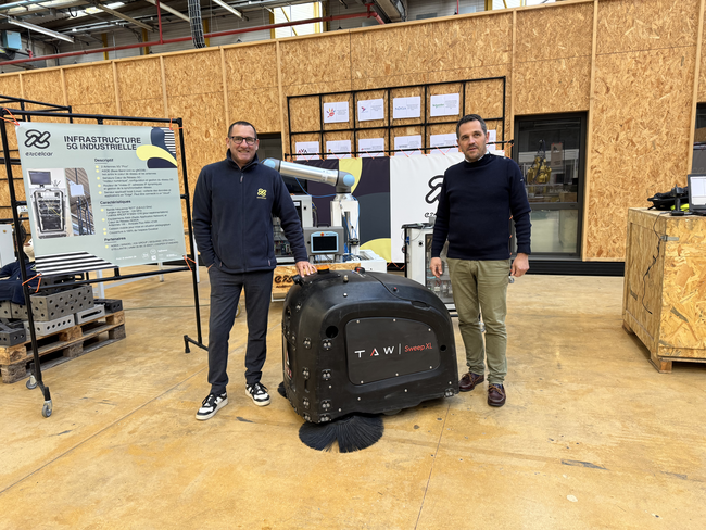 Les robots de nettoyage TAW adoptent désormais la 5G industrielle.<br>
          Crédit photo : OCTOPUS BIOSAFETY.