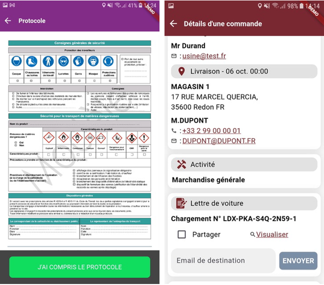 L'application est issue de la convergence de GedMouv (tra&ccedil;abilit&eacute;, eCMR) et eProtocole (s&eacute;curit&eacute;).