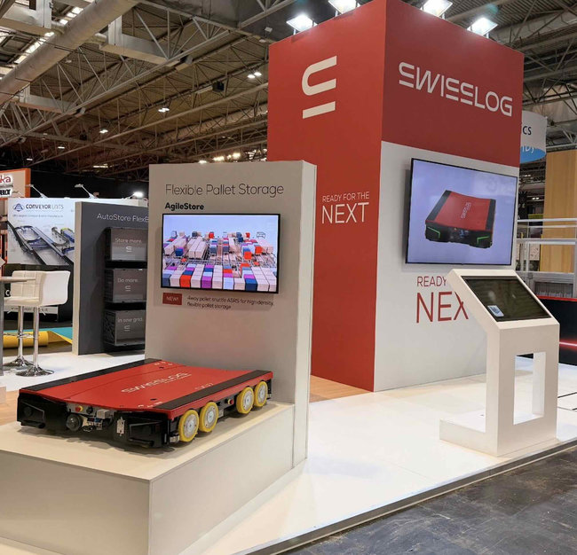 Sur SITL, Swisslog met notamment en avant son portefeuille de solutions allant des syst&egrave;mes Goods-to-Person aux ASRS palettes, en passant par les logiciels WMS et l&rsquo;int&eacute;gration SAP). <br>
Cr&eacute;dit : Swisslog.