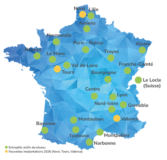 Le mod&egrave;le e-LOGIK  associe un maillage territorial d'entrep&ocirc;ts &agrave; une plateforme technologique commune pour accompagner les e-commer&ccedil;ants.