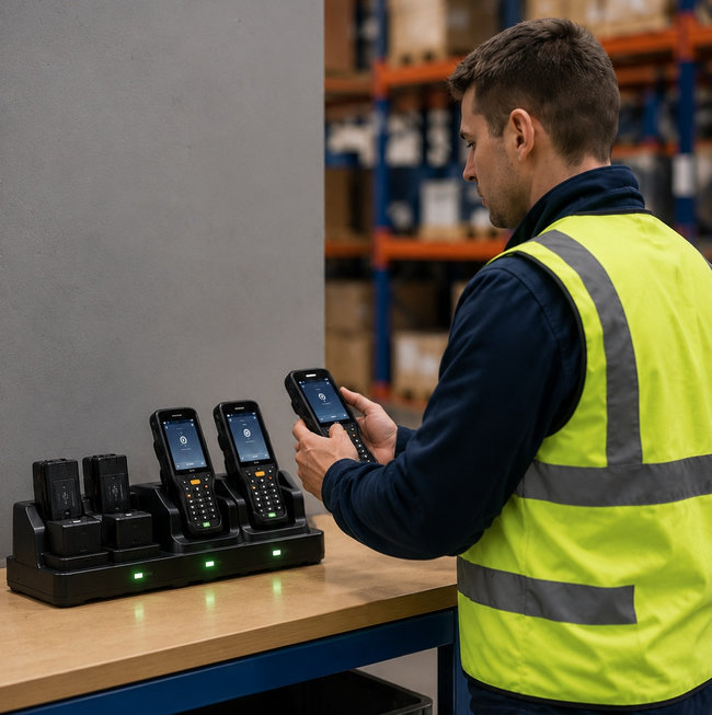 Terminaux, scanners, tablettes et imprimantes portables circulent souvent entre plusieurs op&eacute;rateurs et &eacute;quipes. Leur disponibilit&eacute; d&eacute;pend autant de l&rsquo;organisation du parc que des conditions dans lesquelles ils sont restitu&eacute;s, stock&eacute;s et recharg&eacute;s.<br>
Cr�dit photo : WIIO
