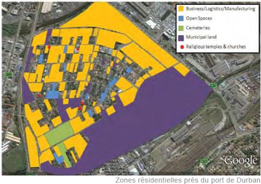 Zones résidentielles près du port de Durban