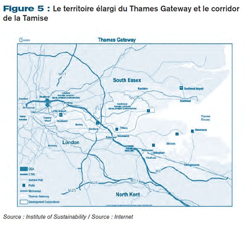 Le territoire élargi du Thames Gateway et le corridor de la Tamise