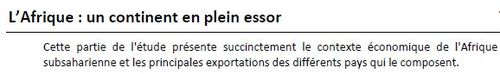 Cette partie de l'étude présente succinctement le contexte économique de l'Afrique subsaharienne et les principales exportations des différents pays qui le composent.