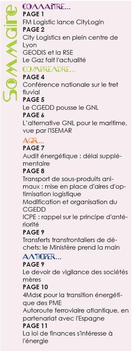 Sommaire de Le Fret n°11