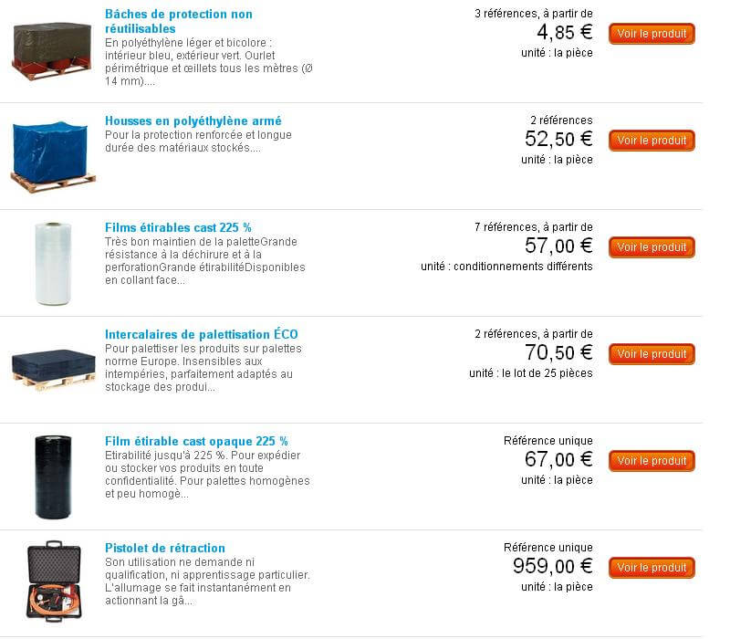 Achat de matriel de palettisation