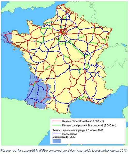 Rseau routier susceptible d’tre concern par l’co-taxe poids lourds nationale en 2012